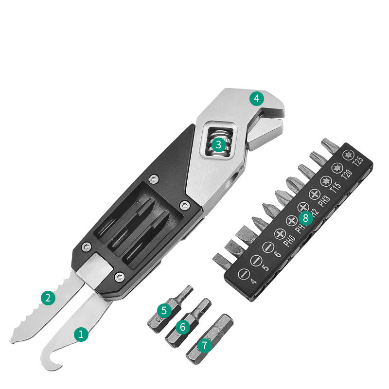 Multitool Wrench With 8 Tools/Pliers/Wire Cutter/Flat Screwdriver/Phillips Screwdriver/Portable Folding Multifunctional Adjustable Multi Purpose Stainless Steel Tool